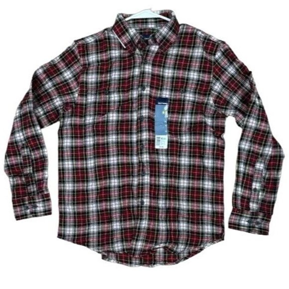 Basic Editions Other - Basic Editions Red Plaid Flannel Button up Mens Medium Christmas Holiday Cotton